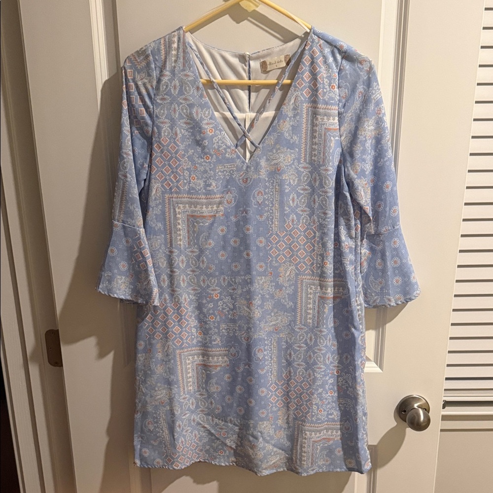 Altar'd State Light Blue and Orange Geometric Dress